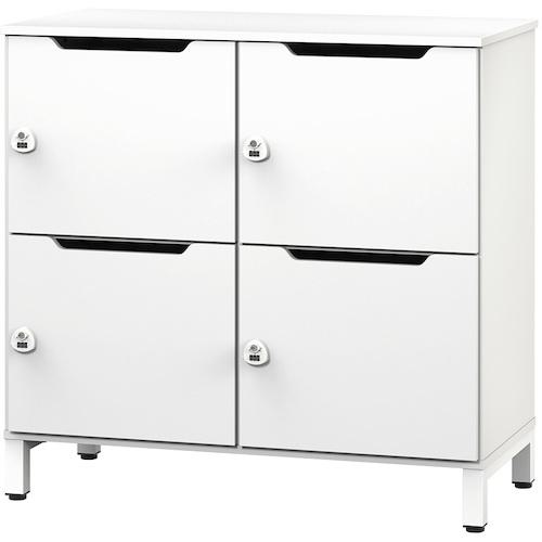 ■アールエフヤマカワ パーソナルロッカー 2列2段 ホワイト×ホワイト扉〔品番:RFPL22WHWHD〕【6166427:0..