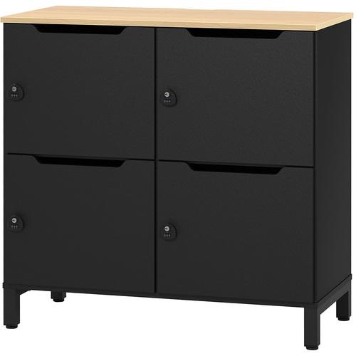 ■アールエフヤマカワ パーソナルロッカー 2列2段 ブラック×ブラック扉〔品番:RFPL22BKBKD〕【6166437:0..