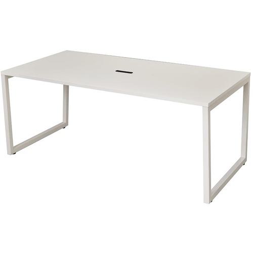 ■アールエフヤマカワ リスム ミーティングテーブル W1800×D900 ホワイト×ホワイト脚 4ヶ口コンセント付キ〔品番:RFFMT1890WHWL〕【6202169:0】[法人・事業所限定][外直送元][店頭受取不可]