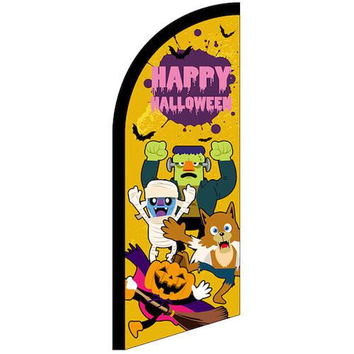 ■グリーンクロス のぼり セイルバナーミニ HAPPY HALLOWEEN キャラ黄 No.40131 W710×H1960〔品番:6300048411〕【6296963:0】[送料別途見積り][法人・事業所限定][外直送][店頭受取不可]