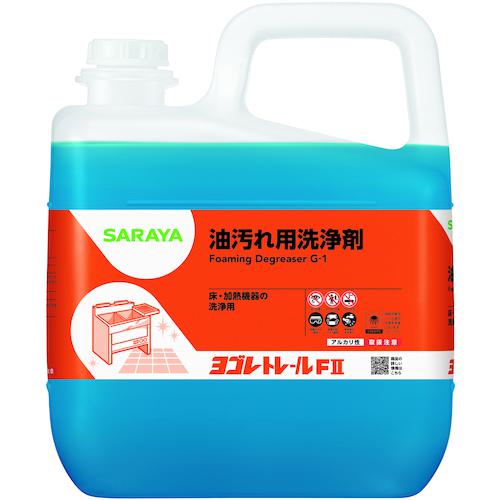 《メーカー》サラヤ（株）《品番》32383《特長》●フライヤーなどの加熱機器、換気扇、フードなどの排気設備や床面のハードな油汚れに。●※アルミニウムには使用不可。《用途》●食品現場の落ちにくい油汚れに《仕様》●希釈倍率(倍):20〜40倍●容量(kg):5《仕様2》●食品現場のハードな油汚れに！《原産国（名称）》日本《材質／仕上》《セット内容／付属品》《注意》●詰替え用コック・ノズルは別売（品番:92091カップ＋ノズルセット）です。●アルミニウムには使用不可。《JANコード》4987696323834《本体質量》5.0kg※こちらの商品は送料無料対象外です。※「送料無料」と表示されても別途送料が必要となりますのでご注意ください。サラヤ　ヨゴレトレールF2　5kg〔品番：32383〕[注番:6509956][本体質量：5.0kg]《包装時基本サイズ：230.00×120.00×284.00》〔包装時質量：5200.0g〕分類》清掃・衛生用品》労働衛生用品》食器・厨房機器洗剤☆納期情報：取寄管理コード(005) メーカー直送品 (欠品の場合有り)