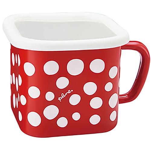 ■グリーンクロス Plune. ホーローマルチスクエアポット RD ドット〔品番:6300054750〕【6561765:0】[送..