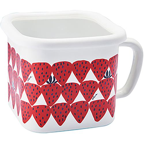 ■グリーンクロス Plune. ホーローマルチスクエアポット WT あかいちご〔品番:6300054752〕【6563274:0..