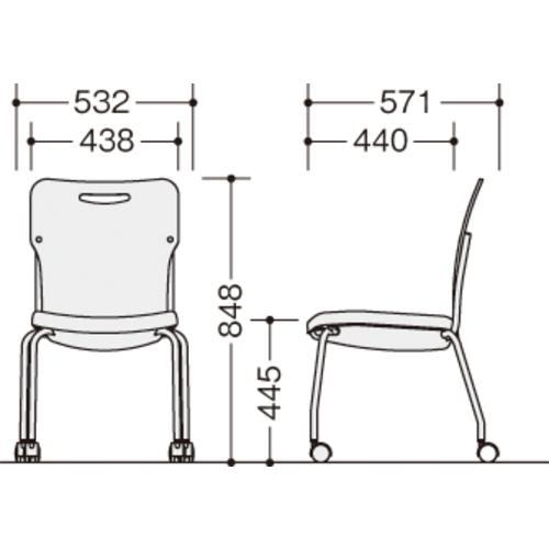 ■NAIKI ミーティングチェアー(肘無) ミーテ miite〔品番:E351BCM6MGR〕【6573778:0】[送料別途見積り][掲外取寄][店頭受取不可] [2]