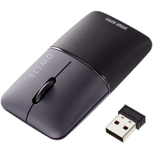 ■SANWA 静音ワイヤレスブルーLEDマウス SLIMO (充電式・USB A)〔品番:MAWBS310BK〕【6573014:0】[法人・事業所限定][直送元][店頭受取不可]