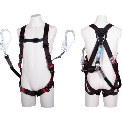 ■TSUYORON レヴォハーネス ダブルランヤード付き ロック機構付き巻取式コルトリトラ+伸縮式ノビロン(BK) 黒・赤 Sサイズ〔品番:TH508CRNV93SVOTBKRBKS2R23BX〕【6577068:0】[送料別途見積り][掲外取寄][店頭受取不可]