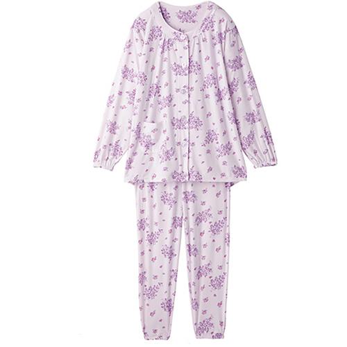 ■グリーンクロス のびのび素材のワンタッチパジャマ 着替え簡単 動きやすい 婦人用 PU M〔品番:6300054..