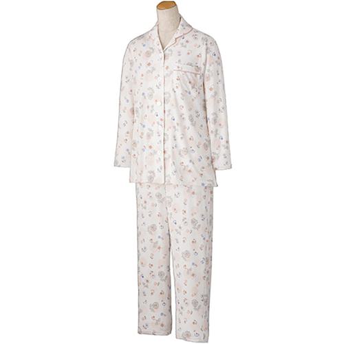 ■グリーンクロス 大きめボタンのびのび素材パジャマ 着替え簡単 着心地快適 婦人用 OR L〔品番:6300054..