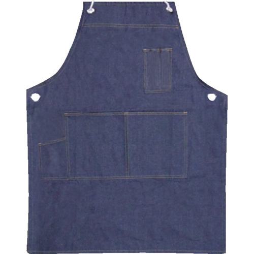 ■トオケミ デニムエプロン(胸付・ロープ紐タイプ)ネイビー F〔品番:251NAVY〕【6606930:0】[送料別途見積り][掲外取寄][店頭受取不可]
