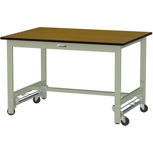 ■ヤマテック ワークテーブル300シリーズ ワンタッチ移動タイプ ポリエステル天板 W1200×D900×H740mm 木目柄/ヤマテックグリーン〔品番:SWPU1290MG〕【6619658:0】[法人・事業所限定][外直送元][店頭受取不可]