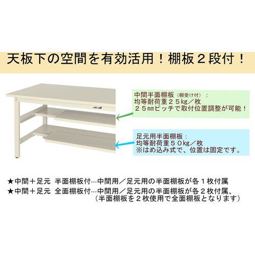 ■ヤマテック ワークテーブル300シリーズ 固定式 中間+足元半面棚板付 ポリエステル天板 W1200×D900×H900mm 木目柄/ヤマテックアイボリー〔品番:SWPH1290TS1MI〕【6621327:0】[法人・事業所限定][外直送元][店頭受取不可] [2]