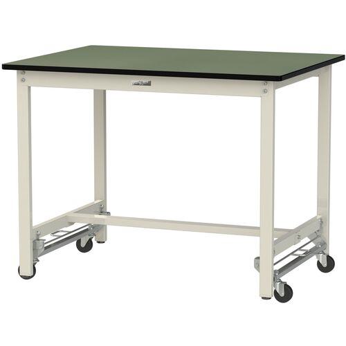 ■ヤマテック ワークテーブル300シリーズ ワンタッチ移動タイプ 塩ビシート天板 W1200×D900×H900mm グリーン/ヤマテックアイボリー〔品番:SWRUH1290GI〕【6622856:0】[法人・事業所限定][外直送元][店頭受取不可]