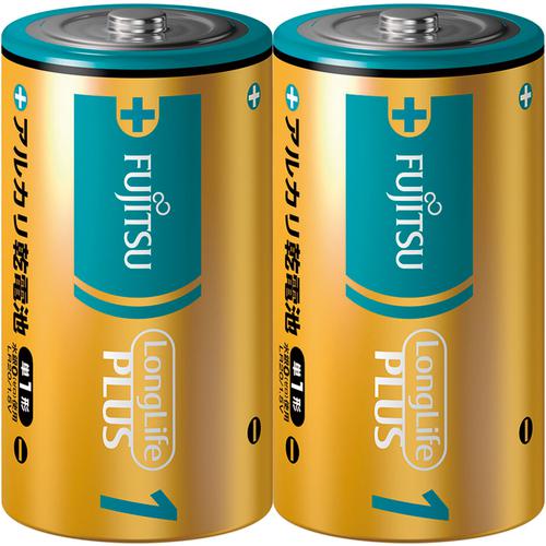 ■緑十字 富士通アルカリ乾電池 単1形 2本パック〔品番:353001〕【6634168:0】[送料別途見積り][掲外取寄][店頭受取不可]