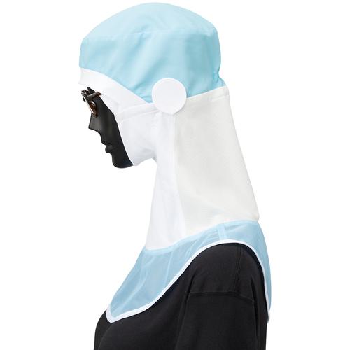 ■サンペックス ロングフード 衛生帽子 アイスブルー M〔品番:SZ511BM〕【6634280:0】[法人・事業所限定..