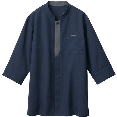 ■サンペックス シャツ ショップコート 七分袖 飲食店 ユニフォーム ネイビー 3L〔品番:BC0600K33L〕【6634950:0】[送料別途見積り][掲外取寄][店頭受取不可](4)
