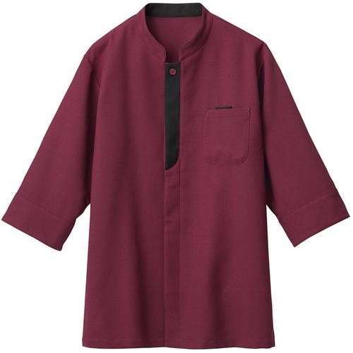 ■サンペックス シャツ ショップコート 七分袖 飲食店 ユニフォーム エンジ LL〔品番:BC0600E9LL〕【6634960:0】[送料別途見積り][掲外取寄][店頭受取不可]