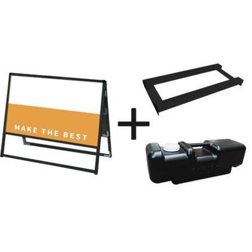 ■TOKISEI ブラックバリウススタンド看板 アルミ複合板 900×600両面 ウエイトアーム・水タンクセット〔..