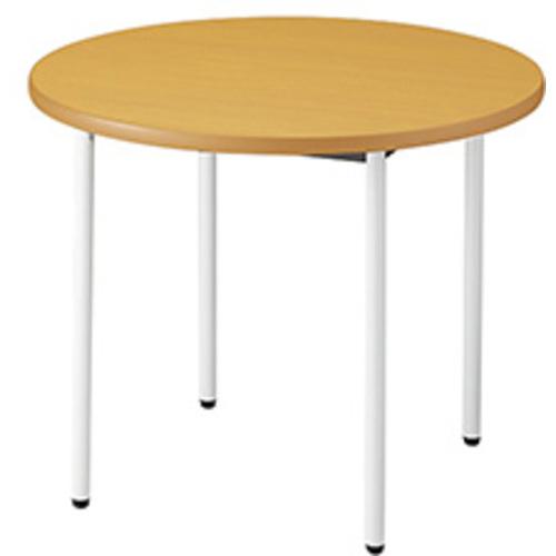 ■NAIKI ミーティングテーブル KMY型/天板:シルクウッド 脚:クリアーホワイト/W900×D900×H720〔品番:KMY..