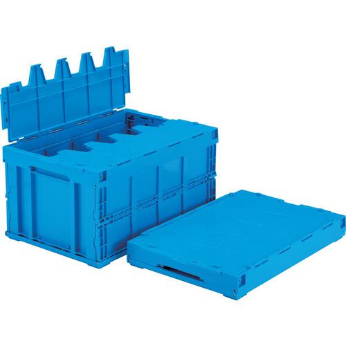 ■サンコー フタ一体型折りたたみコンテナー 555400 サンクレットオリコン75B(嵌合突起有)青〔品番:55540000BL504〕【6753399:0】[送料別途見積り][法人・事業所限定][外直送][店頭受取不可]