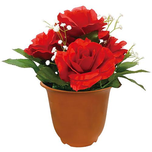 ■ユニット 造花鉢 バラ(赤色)〔品番:93543A〕【6783358:0】[送料別途見積り][掲外取寄][店頭受取不可]