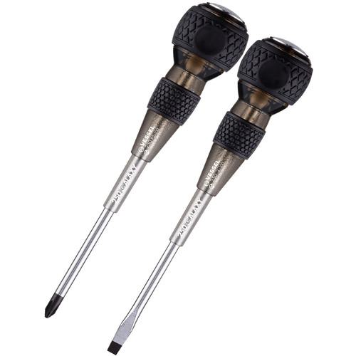 ■VESSEL 250-2PS-GBK ボールグリップ安全貫通ドライバー2本組 ギャラクシー黒〔品番:2502PSGBK〕【6798382:0】[店頭受取不可]