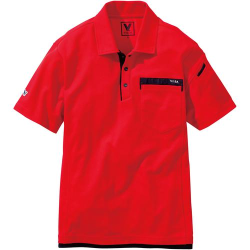 ■VILEA 半袖ポロシャツ 4L レッド〔品番:5054L14〕【6813656:0】[送料別途見積り][掲外取寄][店頭受取不可]