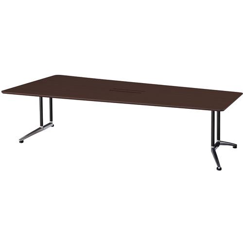 ■NAIKI ミーティングテーブル(配線付 KDG型/天板:マスターオーク 脚:ブラック/W2400×D1200×H715〔品番:KDG2412CHMO〕【6814653:0】[送料別途見積り][掲外取寄][店頭受取不可]