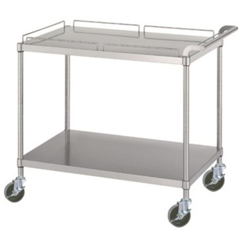 ■シンコー ステンレスワゴン 天地2段タイプ(SUS430・ガード付) ガード:天板のみ φ100ウレタン車 600×450×800〔品番:M116045U100〕【6864874:0】[法人・事業所限定][外直送元][店頭受取不可]