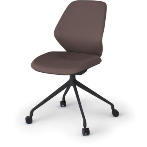 ■ITOKI キュアチェア 4本脚 クロスバック 肘無 ウレタン双輪キャスター付 脚ブラック 本体ブラック 布..