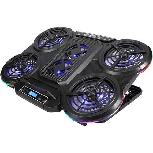 ■Owltech 冷却ファン6基搭載 RGBイルミネーション対応 液晶ディスプレイ搭載 ゲーミング ノートPCクーラー〔品番:OWLGNCRGB2〕【6878867:0】[送料別途見積り][掲外取寄][店頭受取不可]