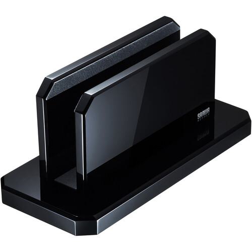 ■SANWA ノートパソコン用アクリルスタンド(縦置きタイプ)〔品番:PDASTN32BKN〕【6886253:0】[法人・事業所限定][外直送元][店頭受取不可]