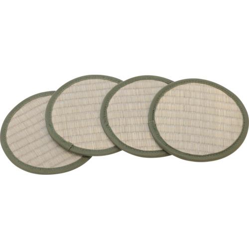 ■大島屋 い草座卓敷 円形 凹み防止 4枚セット グリーン〔品番:34338〕【6886771:0】[店頭受取不可]