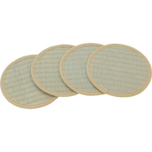 ■大島屋 い草座卓敷 円形 凹み防止 4枚セット ベージュ〔品番:34321〕【6886773:0】[店頭受取不可]