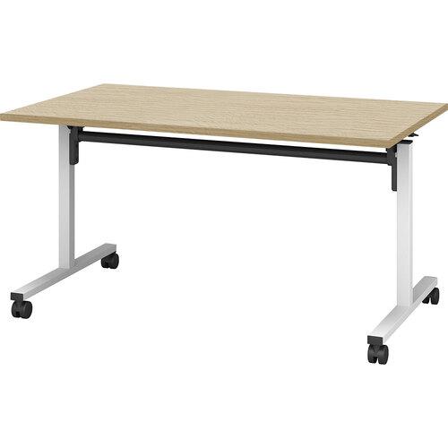 ■IRIS カフェテーブル ホワイトフラップキャスター脚 スクエア天板 W1400XD800XH720 ライトオーク〔品番:CAFTHFK1480MWLOK〕【6904630:0】[送料別途見積り][法人・事業所限定][外直送][店頭受取不可]