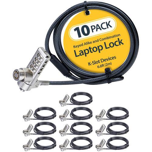 ■StarTech セキュリティーワイヤーロック/2m/ 4桁ダイヤルシリンダー錠/10個セット/標準ケンジントン/共通キー付パソコンロック〔品番:DUALKA10LAPTOPLOCK〕【6907902:0】[法人・事業所限定][外直送元][店頭受取不可]