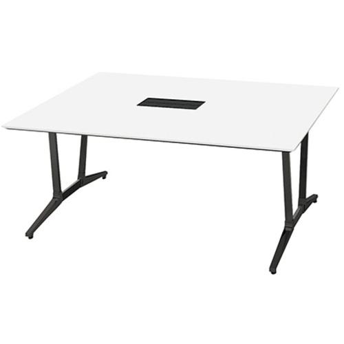 ■NAIKI ミーティングテーブル(舟底配線付 アドコード ADC型/天板:ホワイト 脚部:ブラック/W1800×D1200〔品番:ADC1812AKHBBH〕【6919737:0】[送料別途見積り][掲外取寄][店頭受取不可]