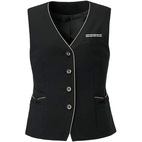 《メーカー》（株）サーヴォ《品番》GVEL-2507-B9-07《特長》●スタイルアップ効果のある腰ペプラムデザインで、女性らしいシルエットを演出するベストです。●胸元の飾りリボンはスナップで簡単に着脱でき、シーンに合わせたアレンジが可能です。●上品な配色アクセントを施し、紺にはプラチナシルバー、黒にはシャンパンゴールドを採用しています。●両脇の腰ポケットはリボン風デザインで、可愛らしさと実用性を両立。●上質なハリ感と心地よいストレッチ性を兼ね備えたニット素材で、快適な着心地です。●ブラック、ネイビーの2色展開で、職場の雰囲気や好みに合わせて選べます。●再生ポリエステル糸を使用したエコ素材で、環境にも配慮した事務服です。《用途》●接客・オフィス事務 向け《仕様》●色:ブラック●サイズ:07●着丈(cm):50.5●胸囲(cm):86《仕様2》●背抜き仕立て●アクセサリー用ホルダー●左胸ポケット（ネームホルダー付き）●右腰ポケット（チェンジポケット付き）●左腰ポケット●ホームクリーニング《原産国（名称）》非公開《材質／仕上》●【表地】ポリエステル100% 【裏地】ポリエステル100%《セット内容／付属品》《注意》《JANコード》4582766113249《本体質量》0.0g※こちらの商品は送料無料対象外です。※「送料無料」と表示されても別途送料が必要となりますのでご注意ください。GROW　事務服　ベスト　レディース　オフィス　制服　ブラック　07〔品番：GVEL-2507-B9-07〕[注番:6921783][本体質量：0.0g]《包装時基本サイズ：××》〔包装時質量：〕分類》保護具》作業服》作業服☆納期情報：取寄管理コード(005) メーカー直送品 (欠品の場合有り)