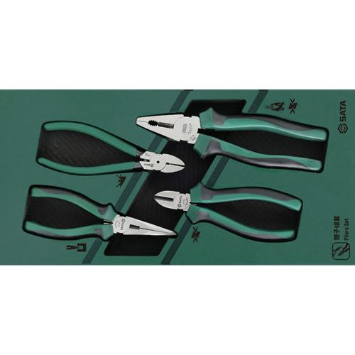 ■SATA プライヤー 4点 セット トレー入り〔品番:09912A〕【6958212:0】[店頭受取不可]