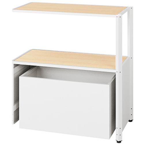 ■NAIKI シェルフラック(下段ボックス メレム MU型/天板:シルクウッド 本体:サテンホワイト/W925×H973〔品番:MU0909RUSSWS〕【6962756:0】[送料別途見積り][掲外取寄][店頭受取不可]