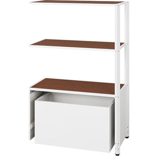 ■NAIKI シェルフラック(下段ボックス メレム MU型/天板:ダークウォールナット 本体:サテンホワイト/W925×H1393〔品番:MU0914RUSSWWN〕【6962760:0】[送料別途見積り][掲外取寄][店頭受取不可]