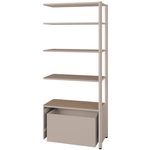 ■NAIKI シェルフラック(下段ボックス メレム MU型/天板:ショコラアッシュ 本体:サテンアッシュトープ/W925×H2103〔品番:MU0921RUSSTCA〕【6962829:0】[送料別途見積り][掲外取寄][店頭受取不可]