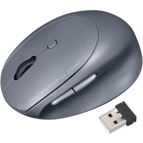 ■SANWA 静音ワイヤレス小型エルゴノミクスマウス(充電式・5ボタン)〔品番:MAEWBS522BK〕【6965588:0】[法人・事業所限定][外直送元][店頭受取不可]