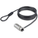 ■StarTech セキュリティーワイヤーロック/2m/4桁ダイヤル式/スリム/Nano Saverスロット/ノートPC用 盗難防止ケーブル〔品番:SNANOC...