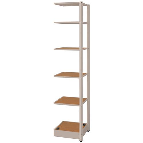 ■NAIKI シェルフラック(コーナー連結 メレム MU型/天板:ミディアムウォールナット 本体:サテンアッシュトープ/W475×H2103〔品番:MU0421RSTMW〕【6986464:0】[送料別途見積り][掲外取寄][店頭受取不可]