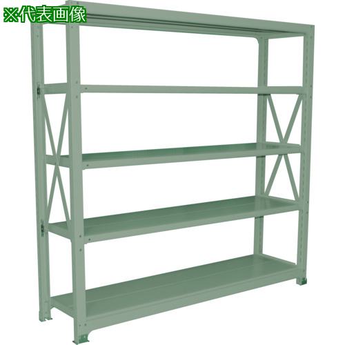 ■双福鋼器 中量ボルト式ラック 500kg 1200×900×1200 天地4段 単体 ライトグリーン〔品番:MSH43T4SG〕【..