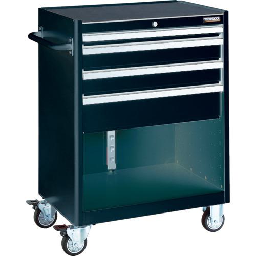 ■TRUSCO ローラーキャビネット ブラック 引出4段 50X1 100X2 150X1〔品番:TRC121BK〕【6996411:0】[法人・事業所限定][直送元][店頭受取不可]