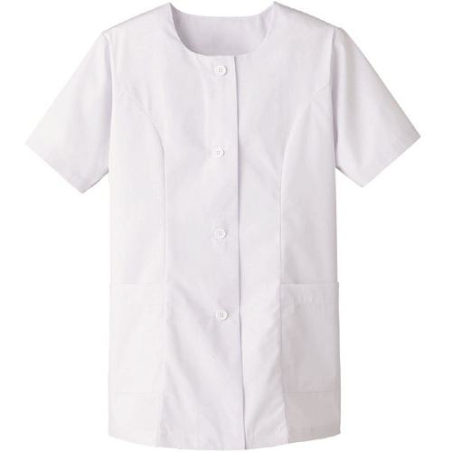 ■サンペックス 【女性用】衿なし・半袖調理衣 ホワイト 4L〔品番:FA3344L〕【6998843:0】[送料別途見積り][掲外取寄][店頭受取不可]