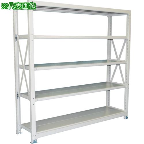 ■双福鋼器 中量ボルト式ラック 300kg 2100×1200×770 天地5段 単体 ホワイトグレー〔品番:MSL74E5SW〕【7000349:0】[法人・事業所限定][外直送元][店頭受取不可]