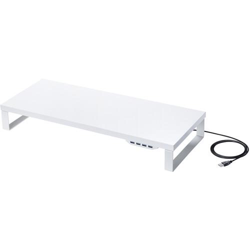 ■SANWA USBハブ付モニター台 ホワイト〔品番:MRLC215W〕【7002524:0】[法人・事業所限定][外直送元][店頭受取不可]
