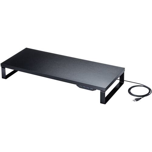 ■SANWA USBハブ付モニター台 ブラック〔品番:MRLC215BK〕【7002525:0】[法人・事業所限定][外直送元][店頭受取不可]